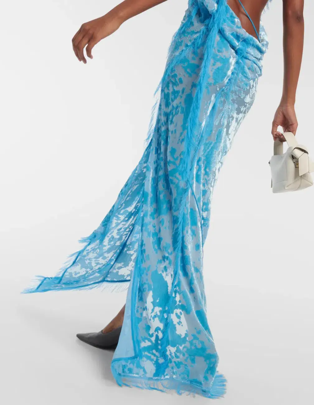 Acne Studios Women's Asymmetric Velvet Maxi Dress Neon Blue Size 34 / AU 6 for rent on The Volte - main image