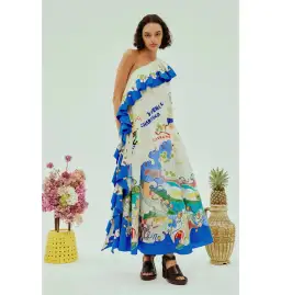 Alemais Nadia One Shoulder Ruffle Dress Multi Size AU 16 for rent on The Volte - image 1