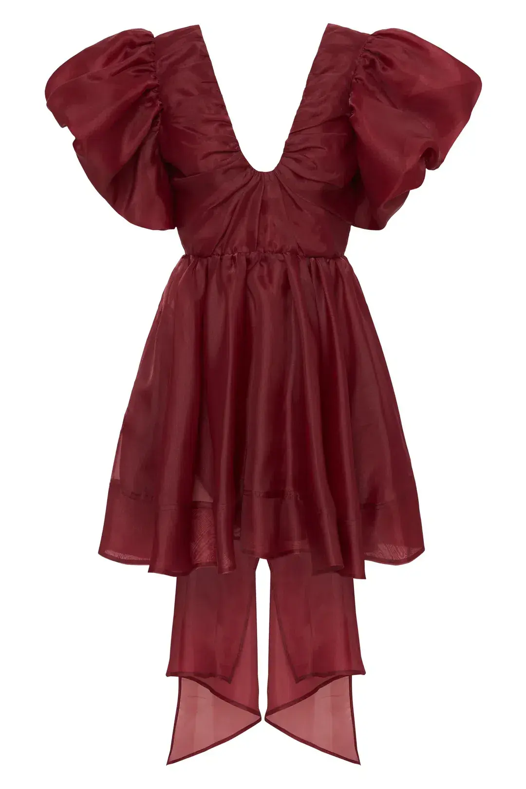 Aje Gretta Organza Mini Dress Burgundy Size 8 for rent on The Volte - main image