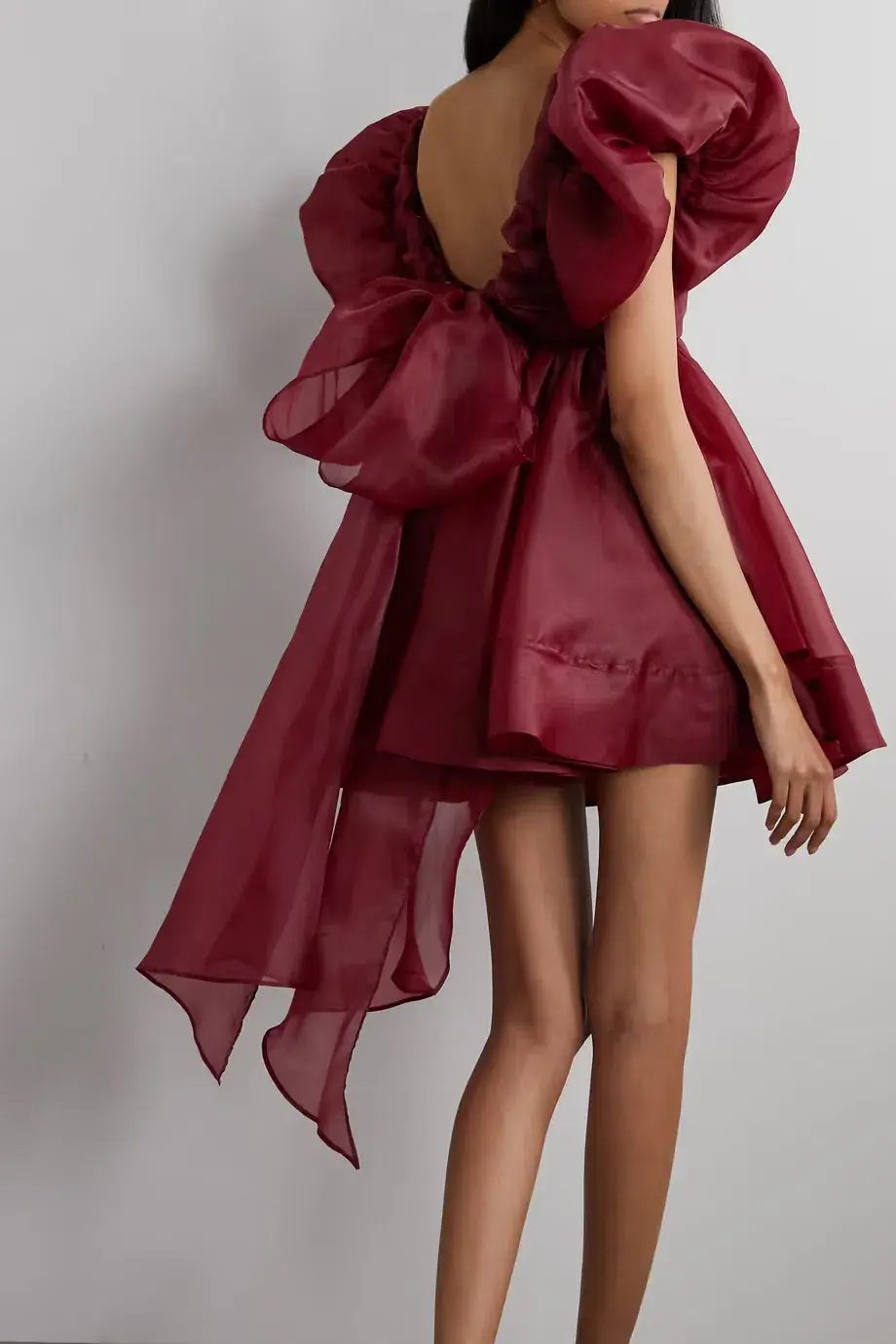 Aje Gretta Organza Mini Dress Burgundy Size 8 for rent on The Volte - main image