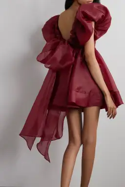 Aje Gretta Organza Mini Dress Burgundy Size 8 for rent on The Volte - image 3