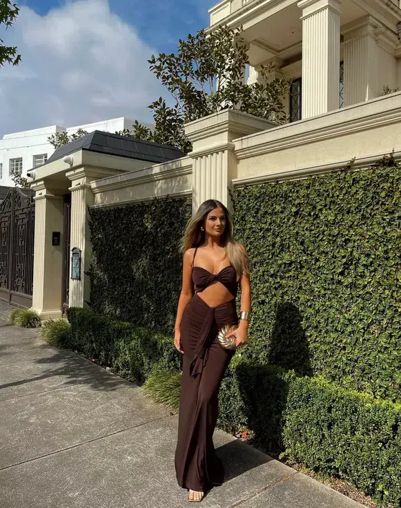 Ivona Skelo Afroditi Dress Brown Size AU 6 for rent on The Volte - main image