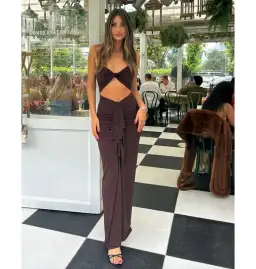 Ivona Skelo Afroditi Dress Brown Size AU 8 for rent on The Volte - image 1