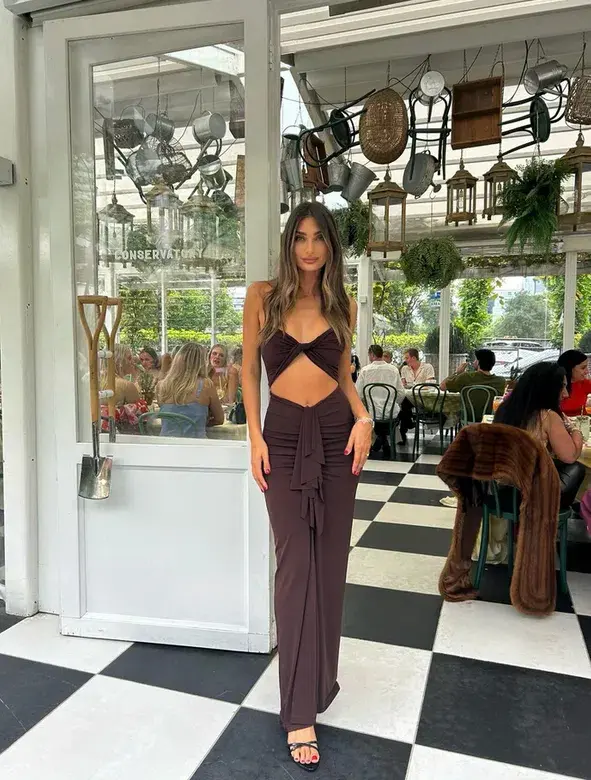 Ivona Skelo Afroditi Dress Brown Size AU 10 for rent on The Volte - main image