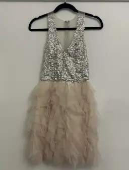 Eileen Kirby Lilly Mini Dress Nude and Silver Size AU 8 for rent on The Volte - image 1