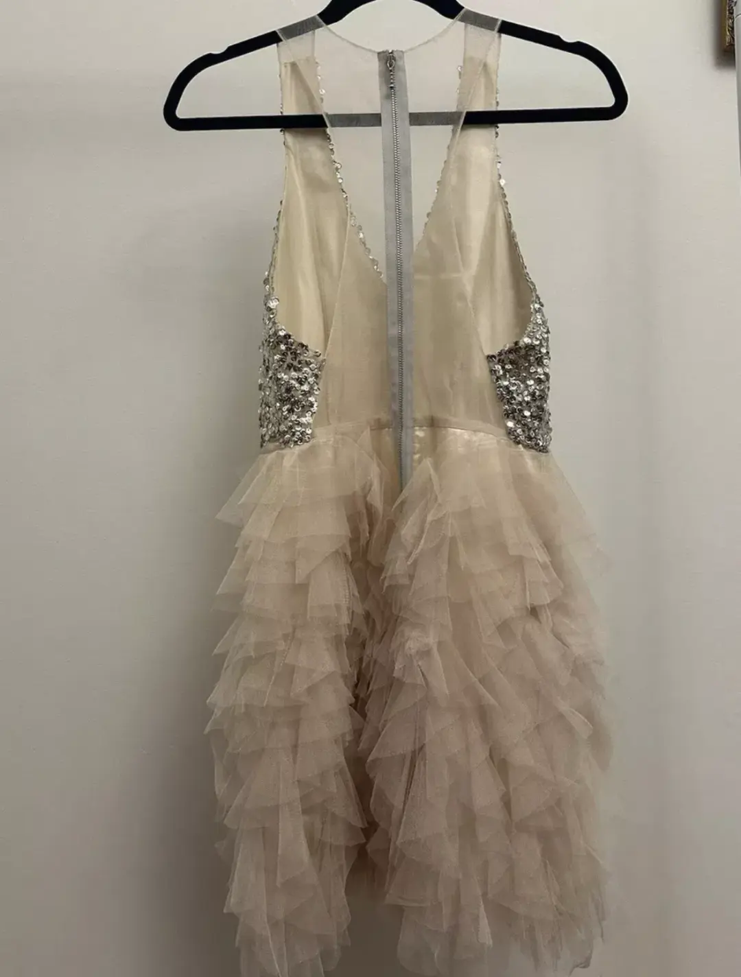 Eileen Kirby Lilly Mini Dress Nude and Silver Size AU 8 for rent on The Volte - main image