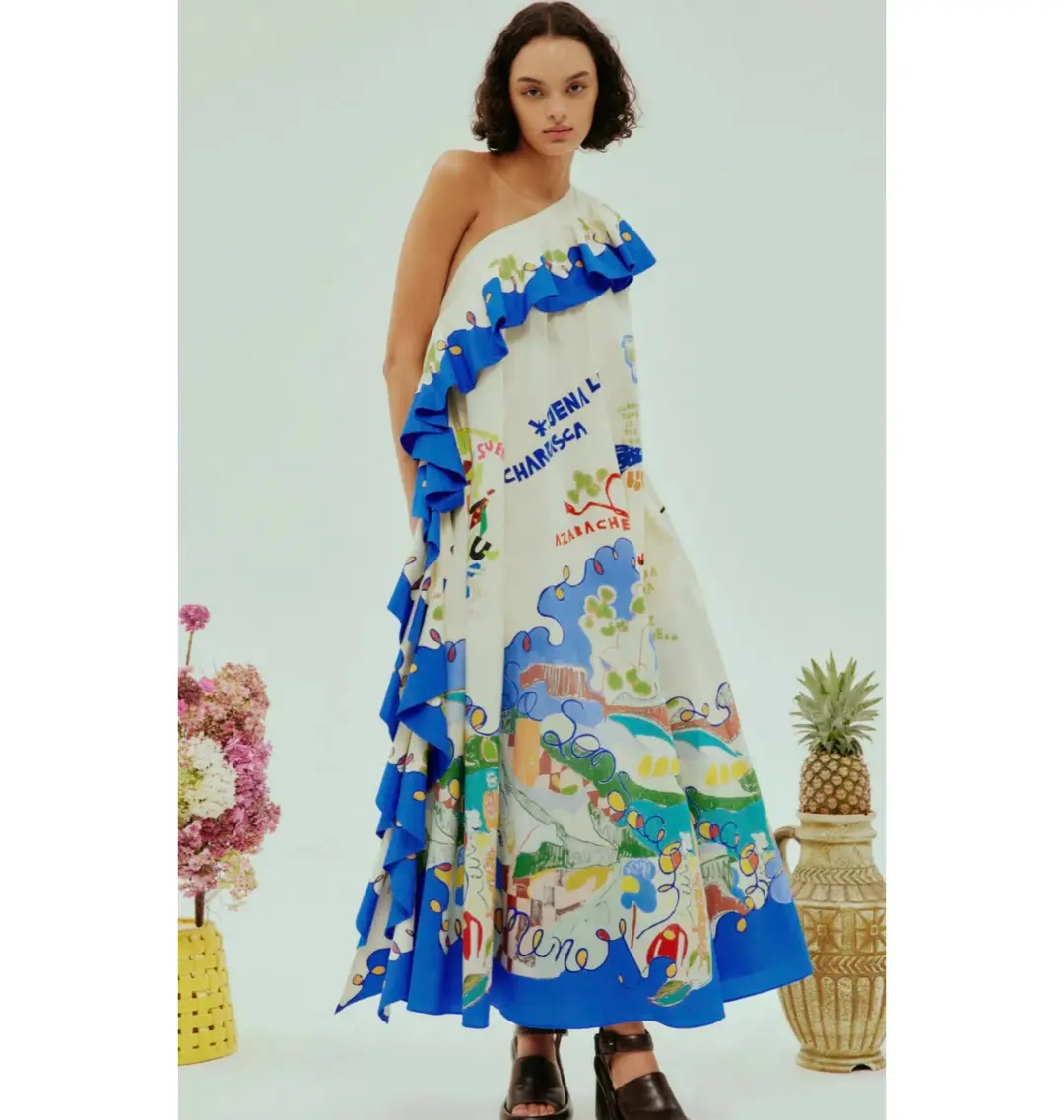 Alemais Nadia One Shoulder Ruffle Dress Multi Size AU 14 for rent on The Volte - main image