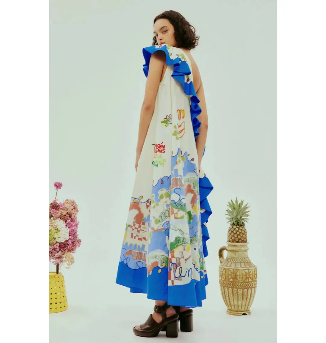 Alemais Nadia One Shoulder Ruffle Dress Multi Size AU 14 for rent on The Volte - main image