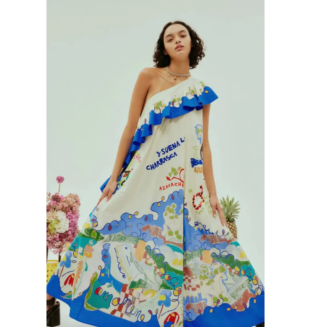 Alemais Nadia One Shoulder Ruffle Dress Multi Size AU 14 for rent on The Volte - main image