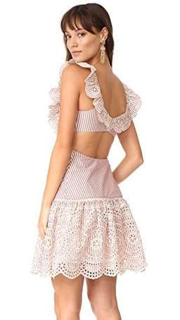 Zimmerman Meridian Stripe Frill Pink Dress Sz 6