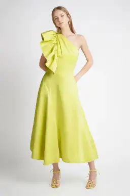 Aje Bonjour Asymmetric Midi Dress Lime Green Size 16 for rent on The Volte - image 3