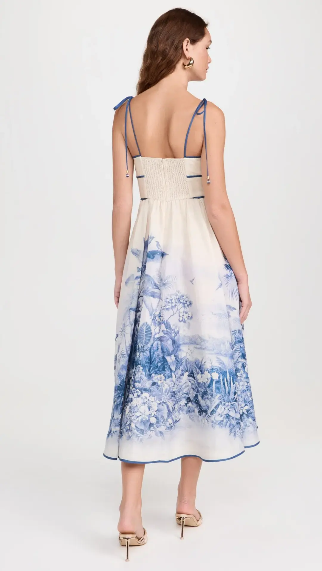 Zimmermann Wylie Picnic Midi Dress Blue Palm Size 2 / AU 12 for rent on The Volte - main image