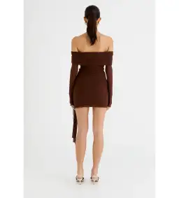 Benni Yasmin Off Shoulder Mini Dress in Cacao Size 8 for rent on The Volte - image 2