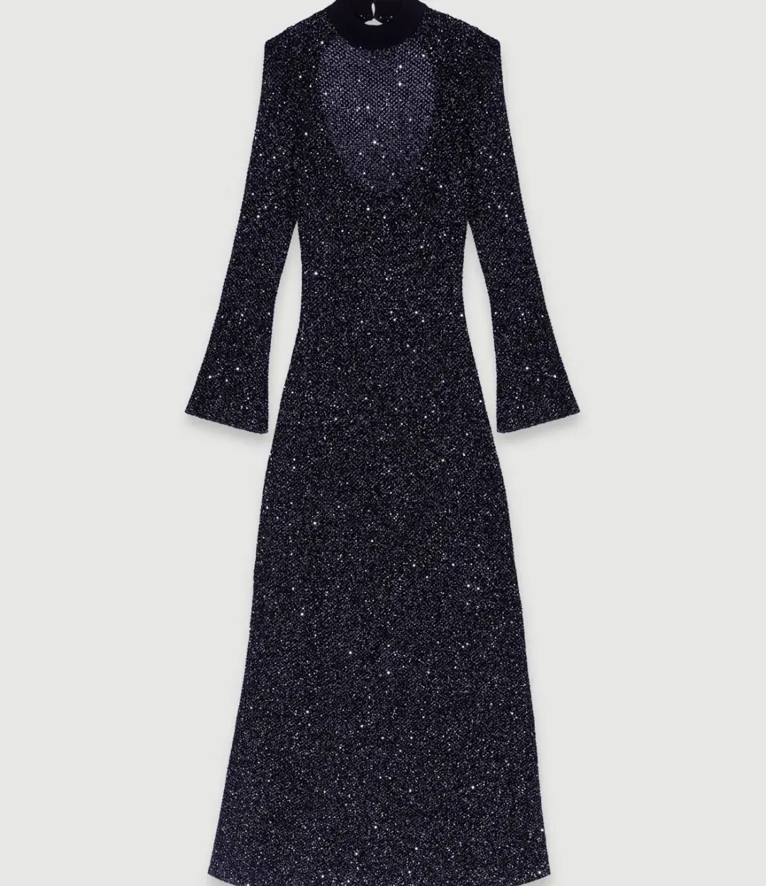 Maje Sequin Embellished Open Back Dress Black Size 8 for rent on The Volte - main image