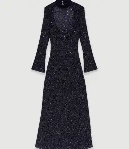 Maje Sequin Embellished Open Back Dress Black Size 8 for rent on The Volte - image 4