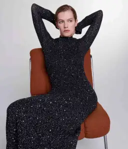 Maje Sequin Embellished Open Back Dress Black Size 8 for rent on The Volte - image 3