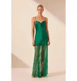 Shona Joy Elle Silk Lace Cowl Maxi Dress Emerald Green Size AU 8 for rent on The Volte - image 1