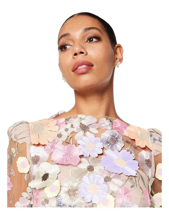 Elliatt Shannon 3D Floral Midi Dress In Purple Size AU 8 for rent on The Volte - main image