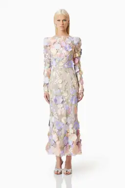 Elliatt Shannon 3D Floral Midi Dress In Purple Size AU 8 for rent on The Volte - image 7