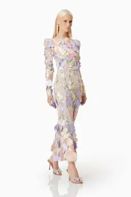 Elliatt Shannon 3D Floral Midi Dress In Purple Size AU 8 for rent on The Volte - image 9