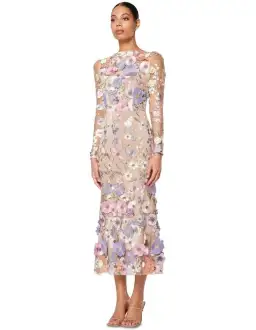 Elliatt Shannon 3D Floral Midi Dress In Purple Size AU 8 for rent on The Volte - image 2