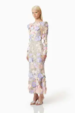 Elliatt Shannon 3d Floral Midi Dress in Purple Size AU 10 for rent on The Volte - image 8