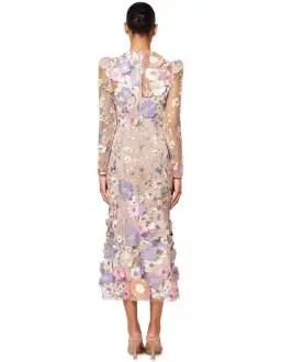 Elliatt Shannon 3d Floral Midi Dress in Purple Size AU 10 for rent on The Volte - image 5