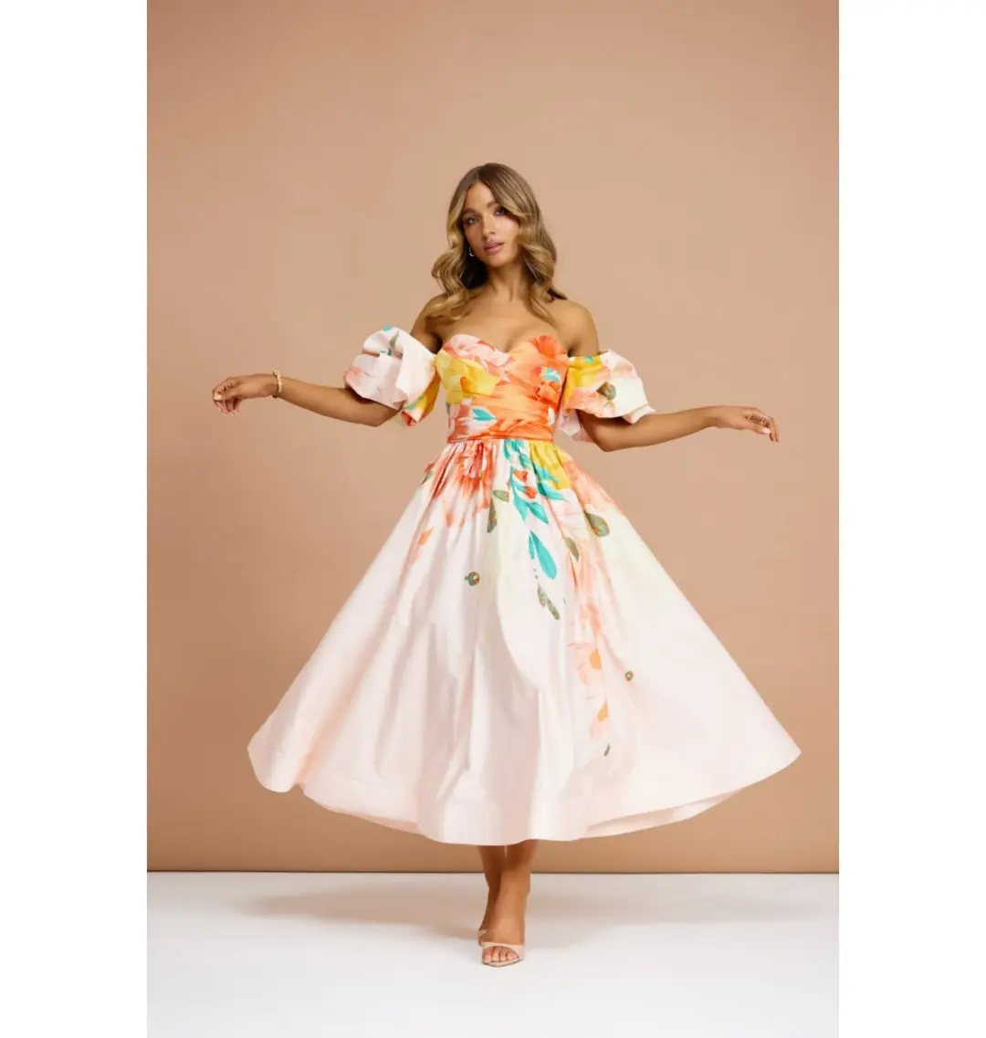 Leo Lin Maevis Midi Dress Euphoria Print Size AU 10 for rent on The Volte - main image