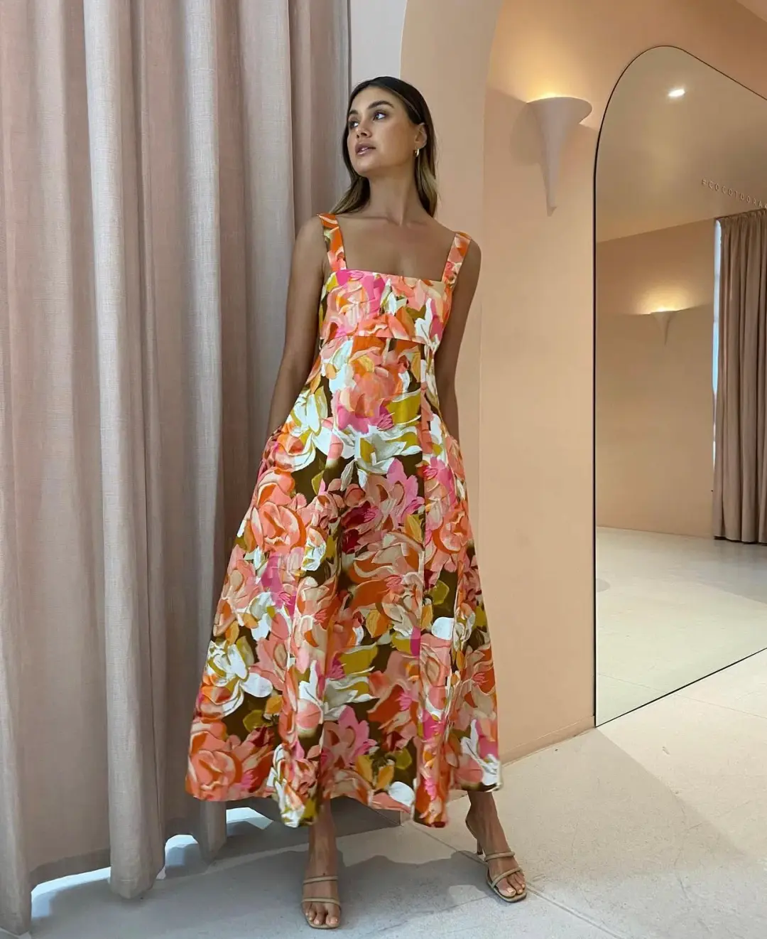 Acler Tate Dress Size 14 Pink Bouquet Maxi for rent on The Volte - main image