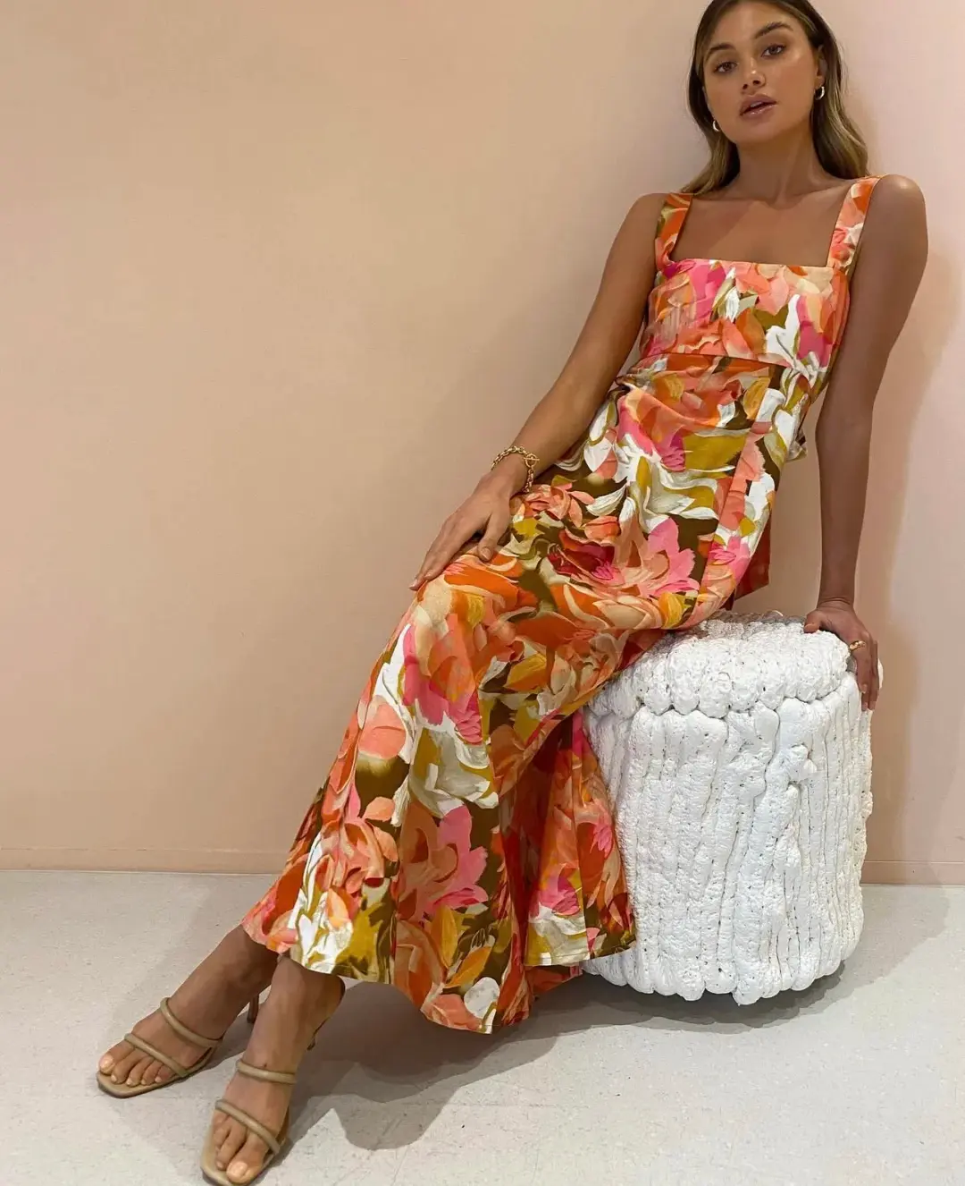 Acler Tate Dress Size 14 Pink Bouquet Maxi for rent on The Volte - main image