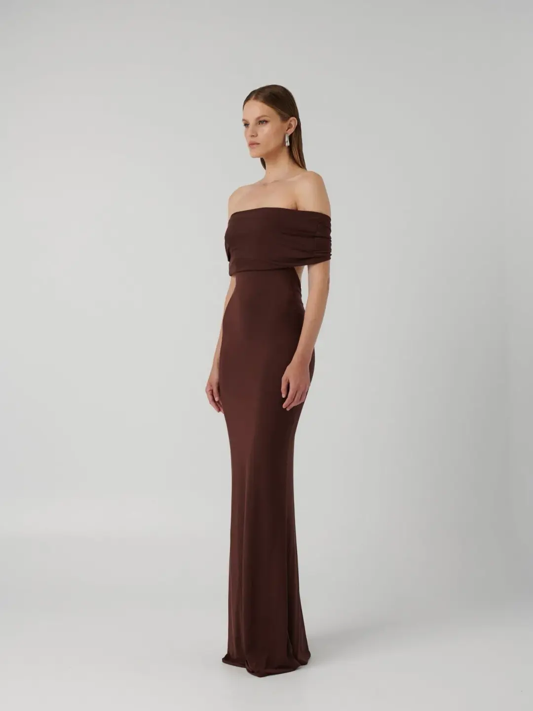 Effie Kats Viela Gown Cocoa Brown Size M / AU 10 for rent on The Volte - main image
