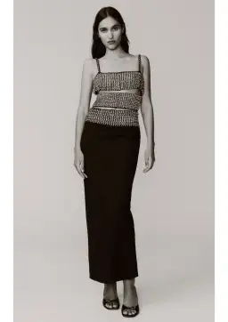 Christopher Esber Beaded Cut Out Wool Blend Midi Dress Black Size 6 for rent on The Volte - image 1