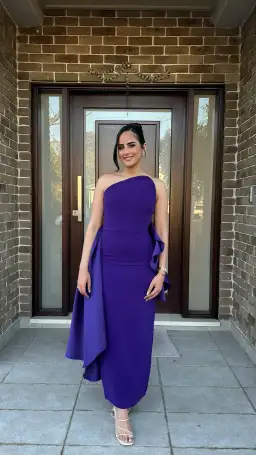 Solace London Nala Midaxi Draped Dress in Amethyst Purple Size 10