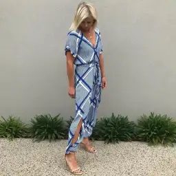 Sass & Bide The Flight Tigers & Lions Split Leg Jumpsuit Blue White Size 8 for rent on The Volte - image 1