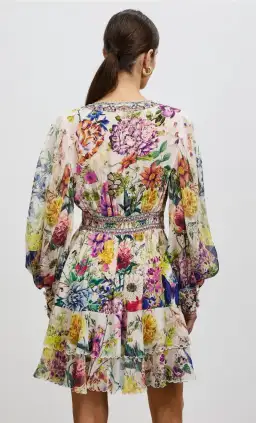 Camilla Button Front Frill Mini Dress in Queens Bee Hive Size XS / AU 8 for rent on The Volte - image 4