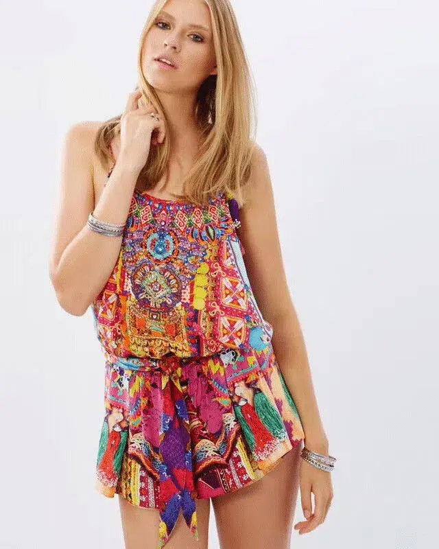 Camilla Childs Play Silk Playsuit Multi Size 8 for rent on The Volte - main image