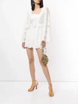 Alice McCall Obscurity Broderie Anglaise Bell Sleeve Belted Mini Dress White Size 8 for rent on The Volte - image 1