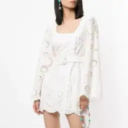 Alice McCall Obscurity Broderie Anglaise Bell Sleeve Belted Mini Dress White Size 8 for rent on The Volte - image 9