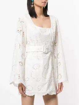 Alice McCall Obscurity Broderie Anglaise Bell Sleeve Belted Mini Dress White Size 8 for rent on The Volte - image 2