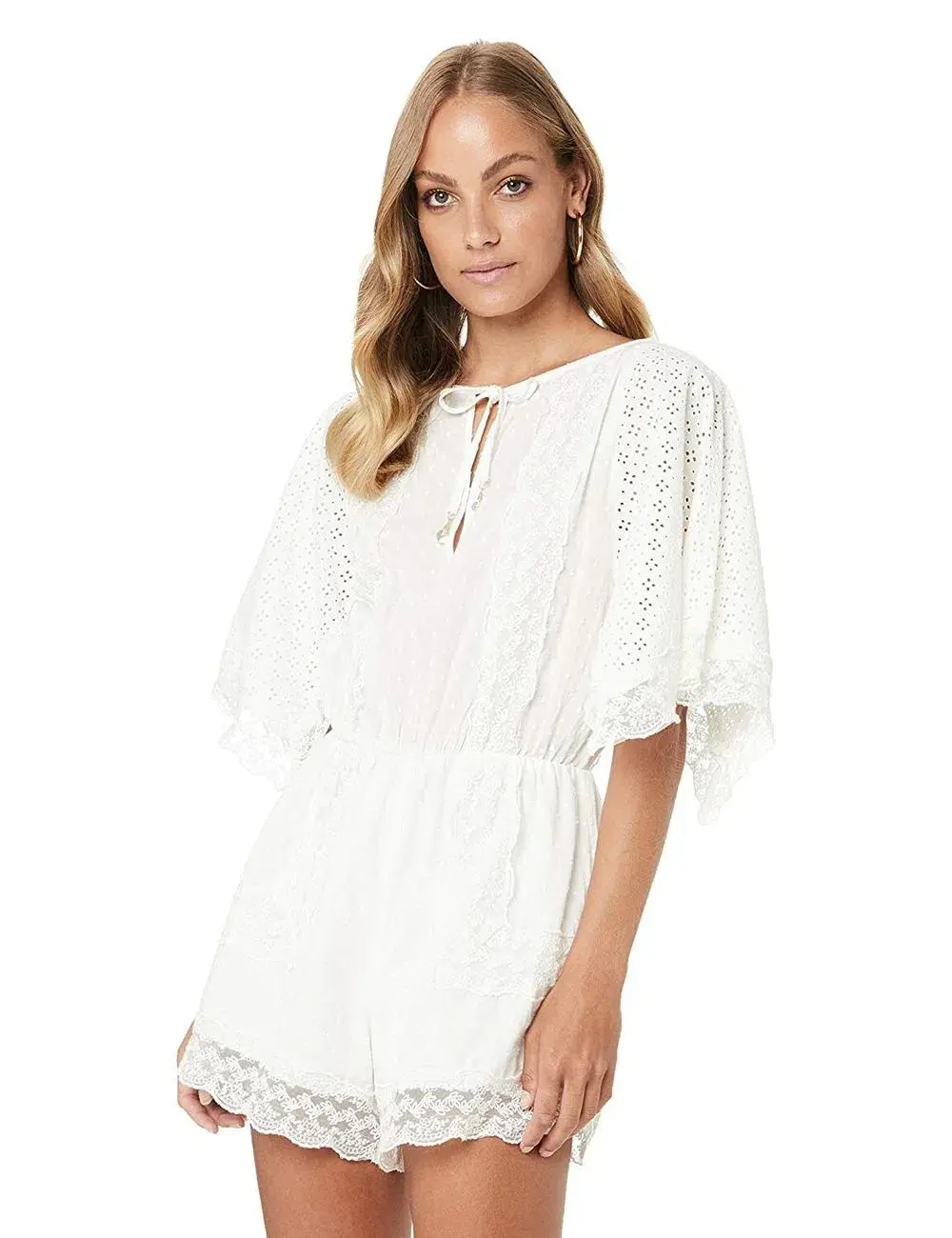Tigerlily Elati Broderie Lace Onesie Playsuit White for rent on The Volte - main image