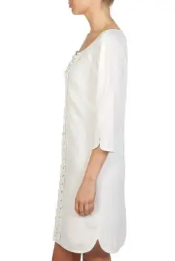 Country Road Lattice Trim 3/4 Sleeve Kaftan Shift Dress White Size 10 for rent on The Volte - image 2
