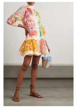 Zimmermann Raie Lantern Mini Dress Multi Floral Size 3 / AU 14 for rent on The Volte - image 1