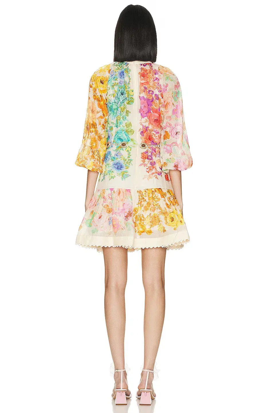 Zimmermann Raie Lantern Mini Dress Multi Floral Size 3 / AU 14 for rent on The Volte - main image