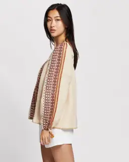 Tigerlily Dellah Embroidered Linen Long Sleeve Blouse Multi Size 12 for rent on The Volte - image 4