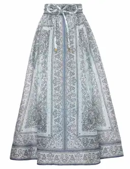 Zimmermann Gathered Shirt and Midi Skirt Set Blue Bandana Size 2/Au 12 for rent on The Volte - image 3