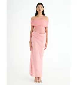 Benni Nico Off-Shoulder Maxi Dress Candy Floss Size 8
