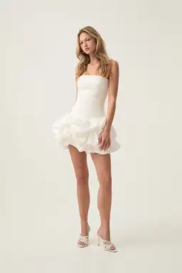 Aje Violette Bubble Hem Mini Dress Ivory Size 6 for rent on The Volte - image 1