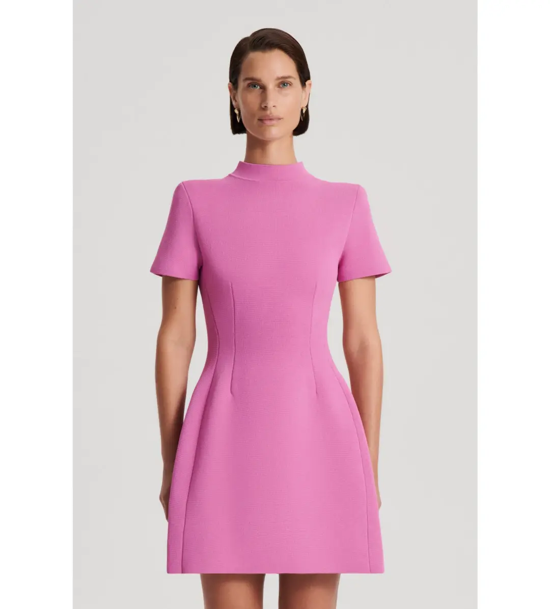 Scanlan Theodore Crepe Knit Peplum Dress Peony Size 8 for rent on The Volte - main image