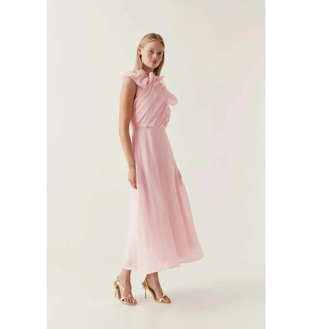 Aje Genesis Midi Dress Soft Pink Size AU 14 for rent on The Volte - main image