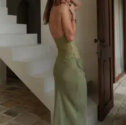 Benni Miko Lace Halter Midi Dress Pear Size AU 8 for rent on The Volte - image 7